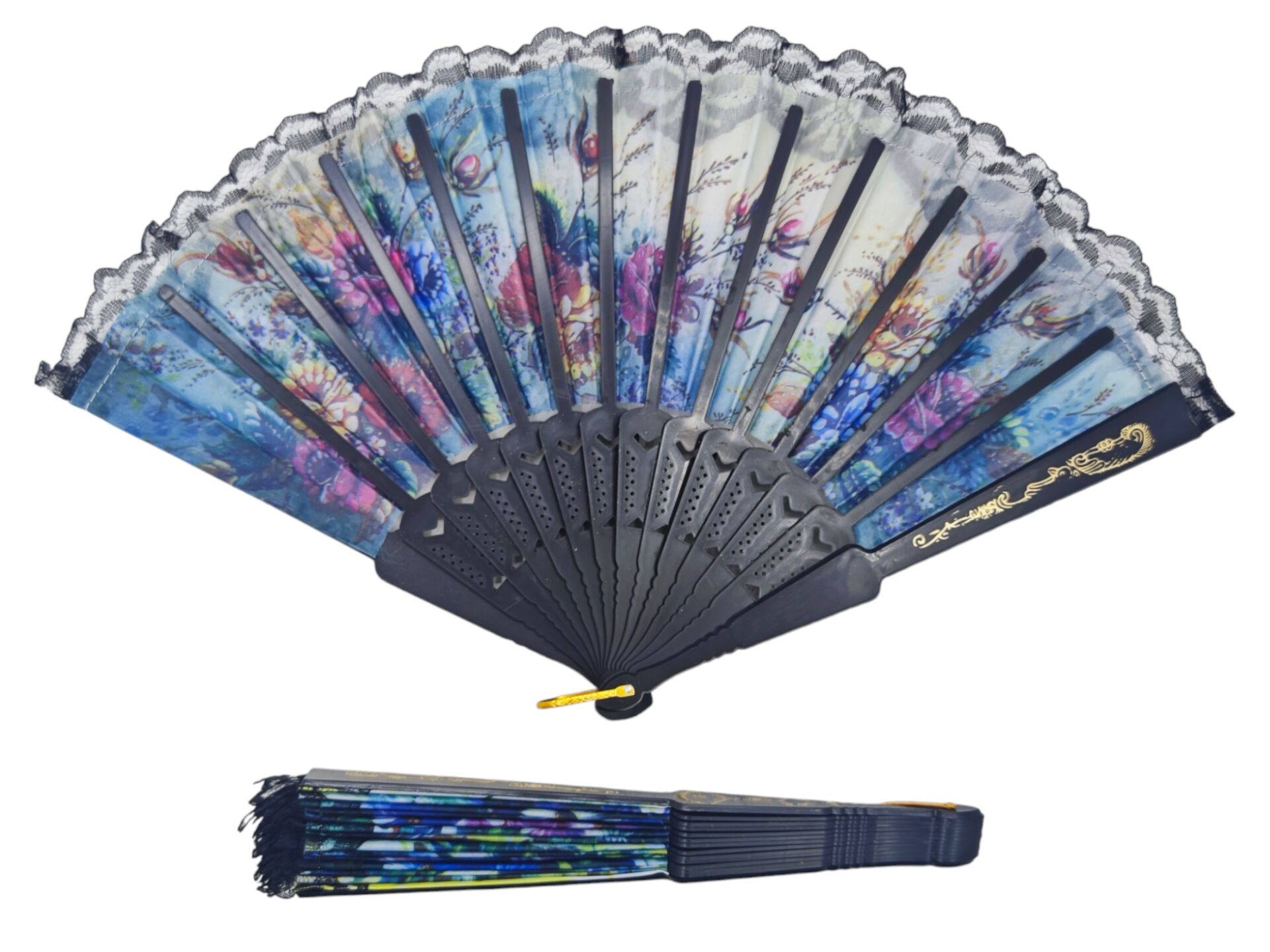 SC-304-1   Dantel Desenli Plastik Yelpaze
