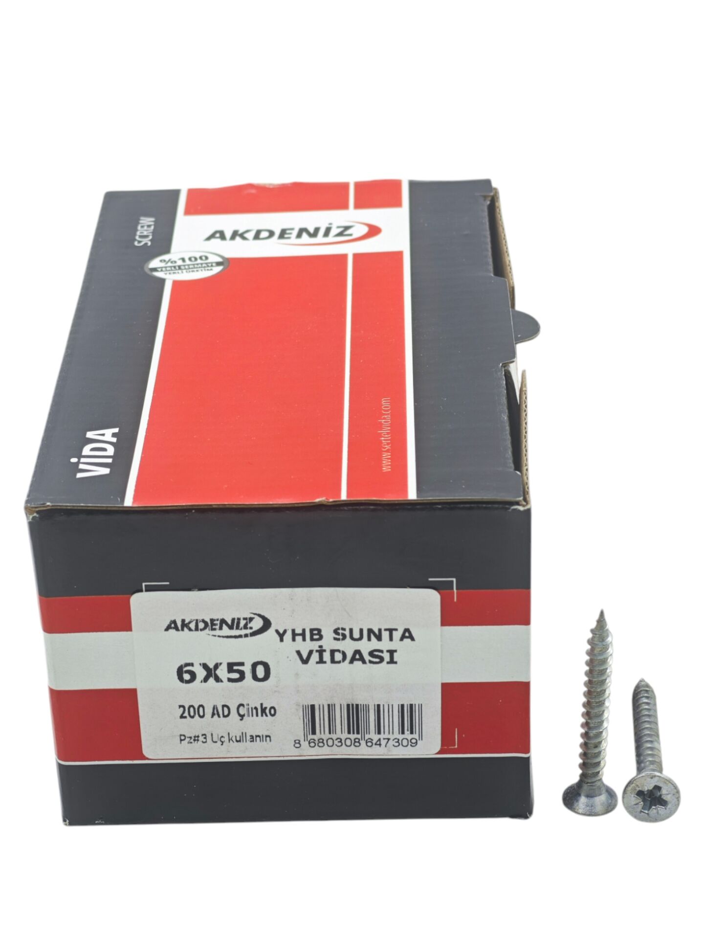 6050   Akdeniz 6*50mm YBH Çinko Sunta Vidası 200lü