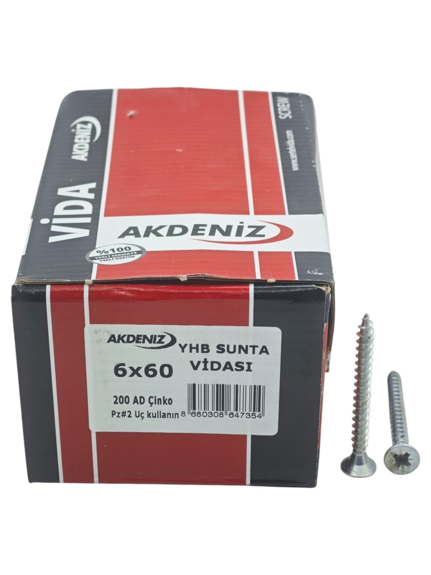 6060   Akdeniz 6*60mm YBH Çinko Sunta Vidası 200lü
