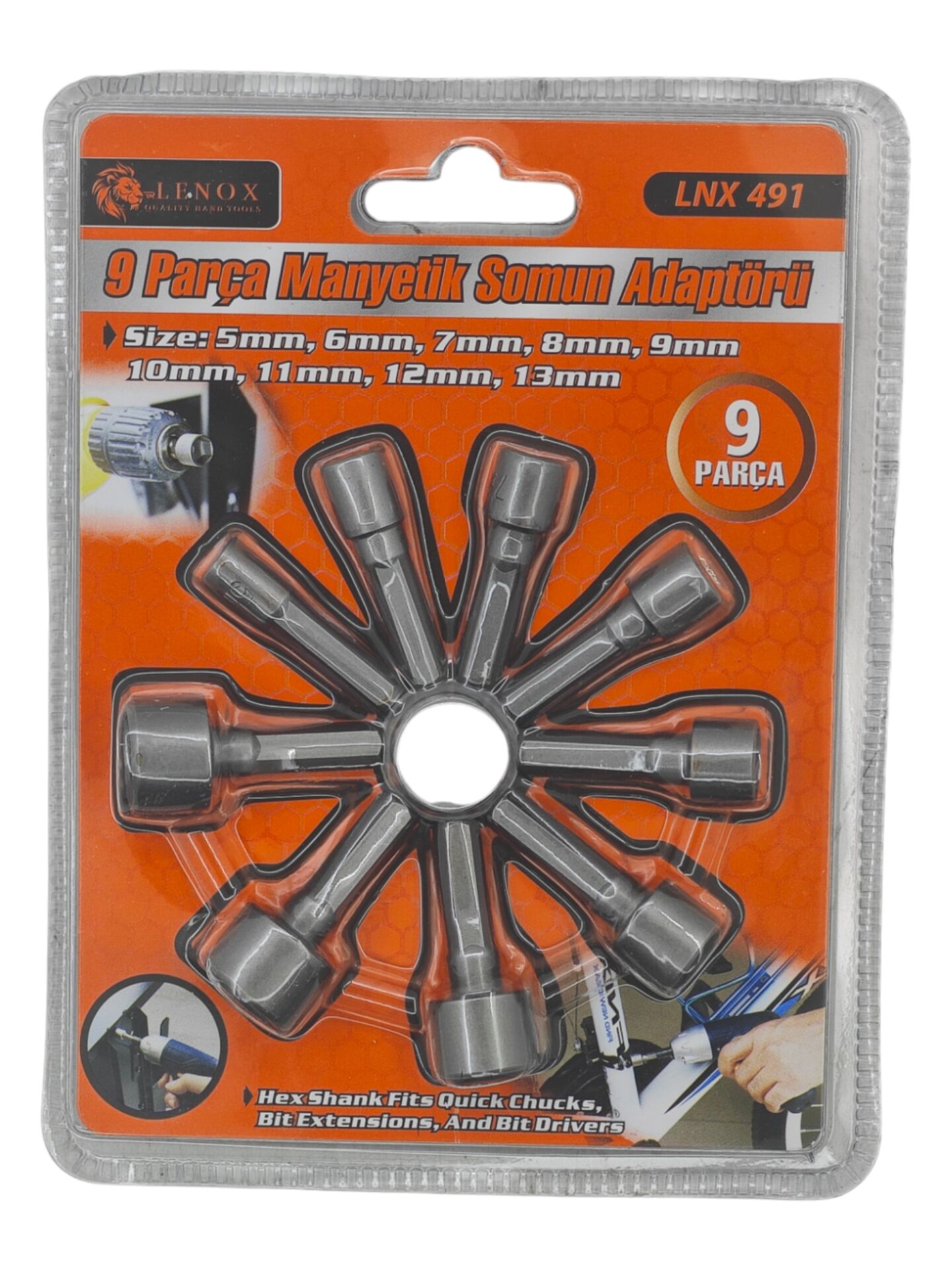 LNX 491   Lenox Manyetikli Somun Adaptörü 9prç