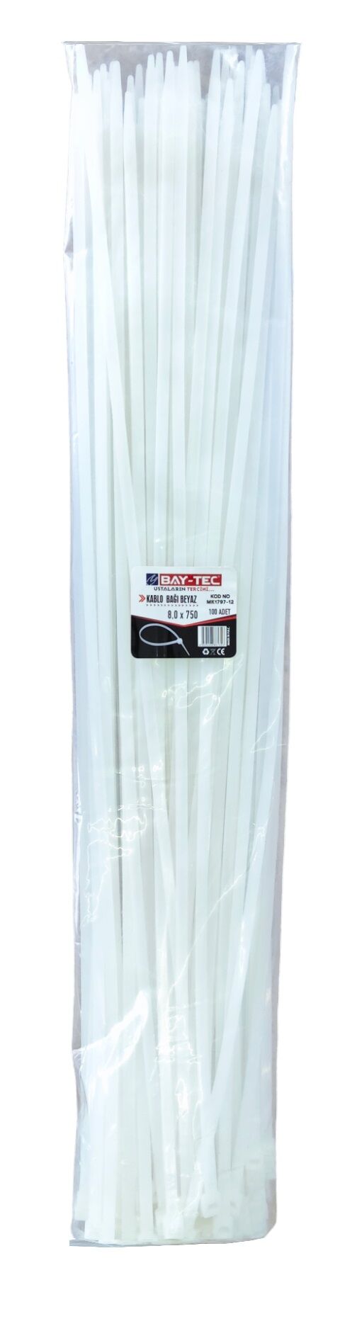 Mk1797-12   Bay-Tec Kablo Bağı 100lü 8*750mm - Beyaz