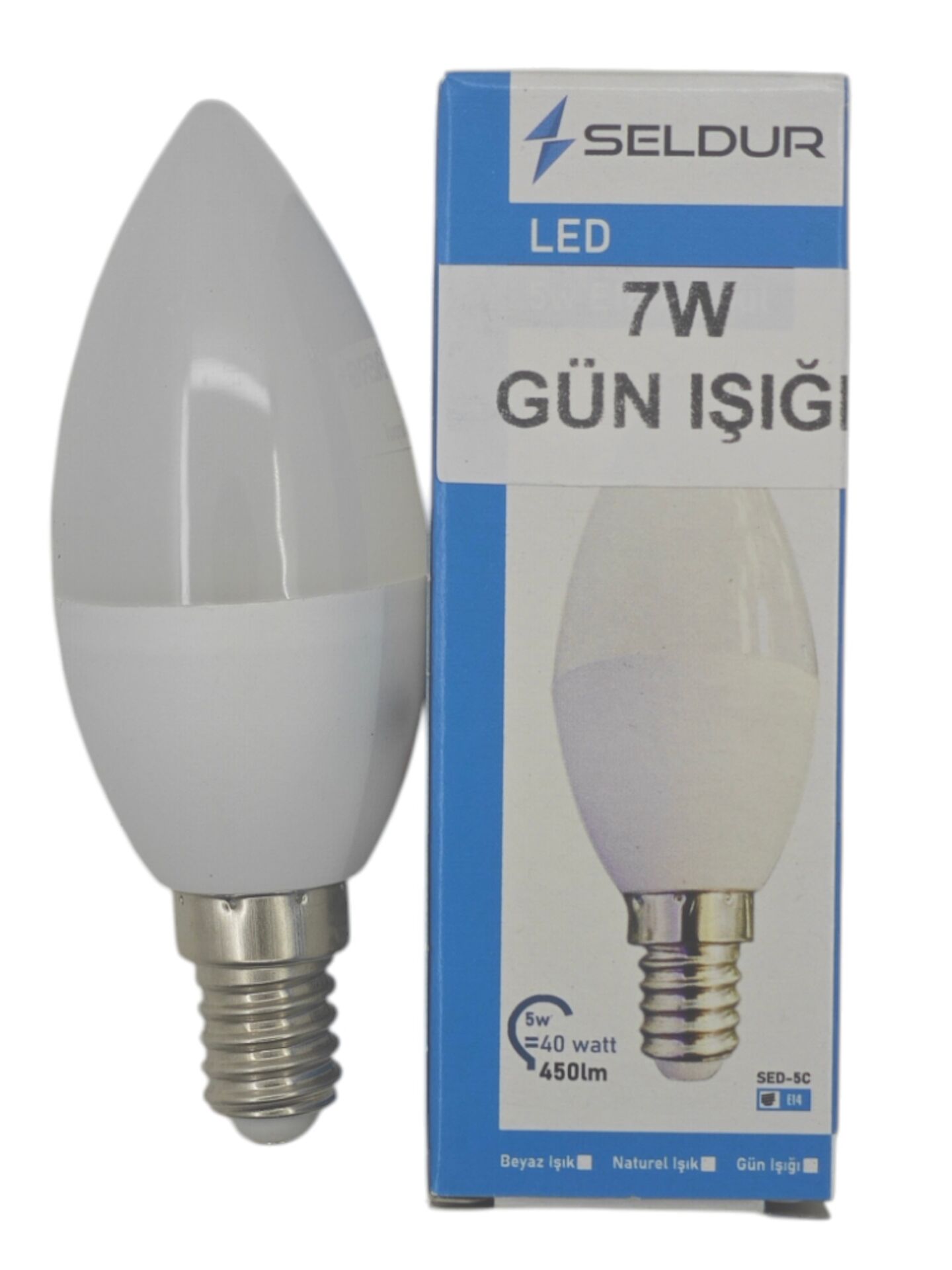 SED-7C-3   Seldur E14-7W Gün İşiği Led Ampul