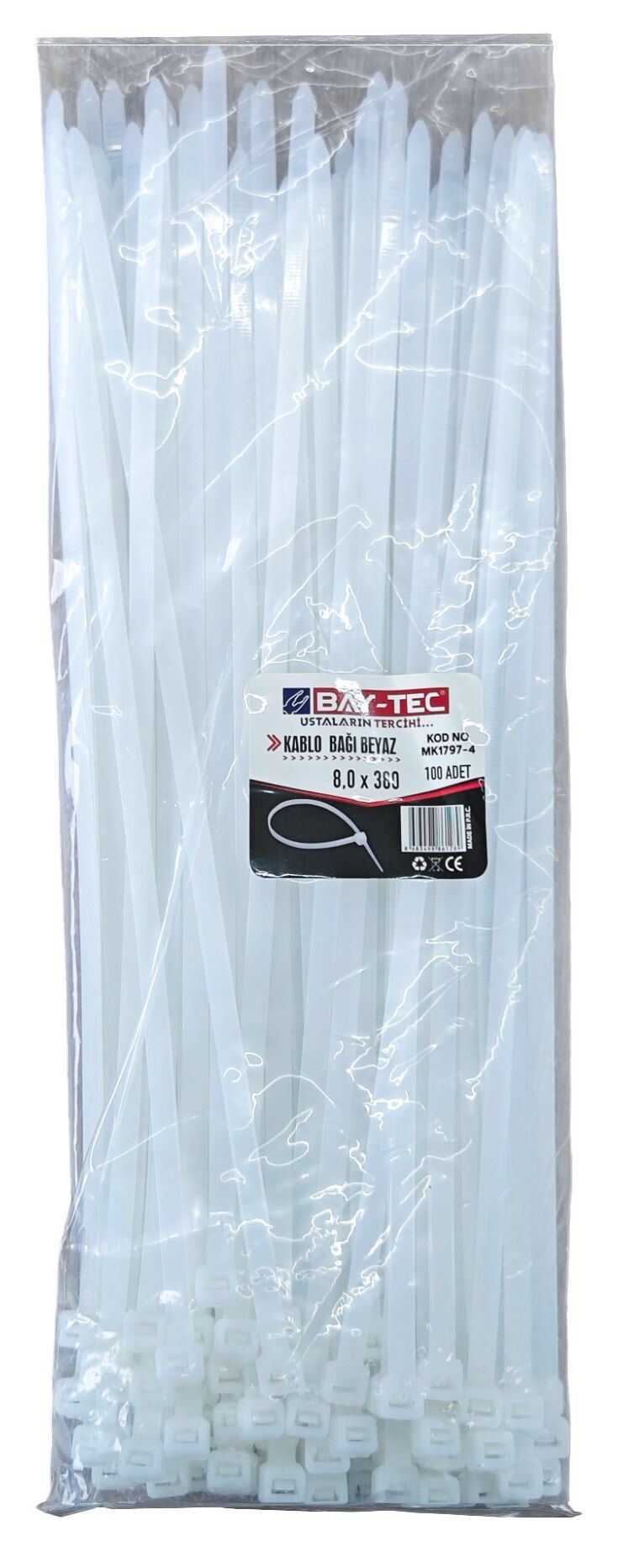 Mk1797-4   Bay-Tec Kablo Bağı 100lü 8*380mm - Beyaz