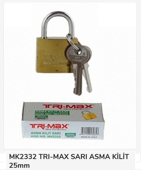 MK2332   Trı-Max Asma Kilit 25mm (Sarı)
