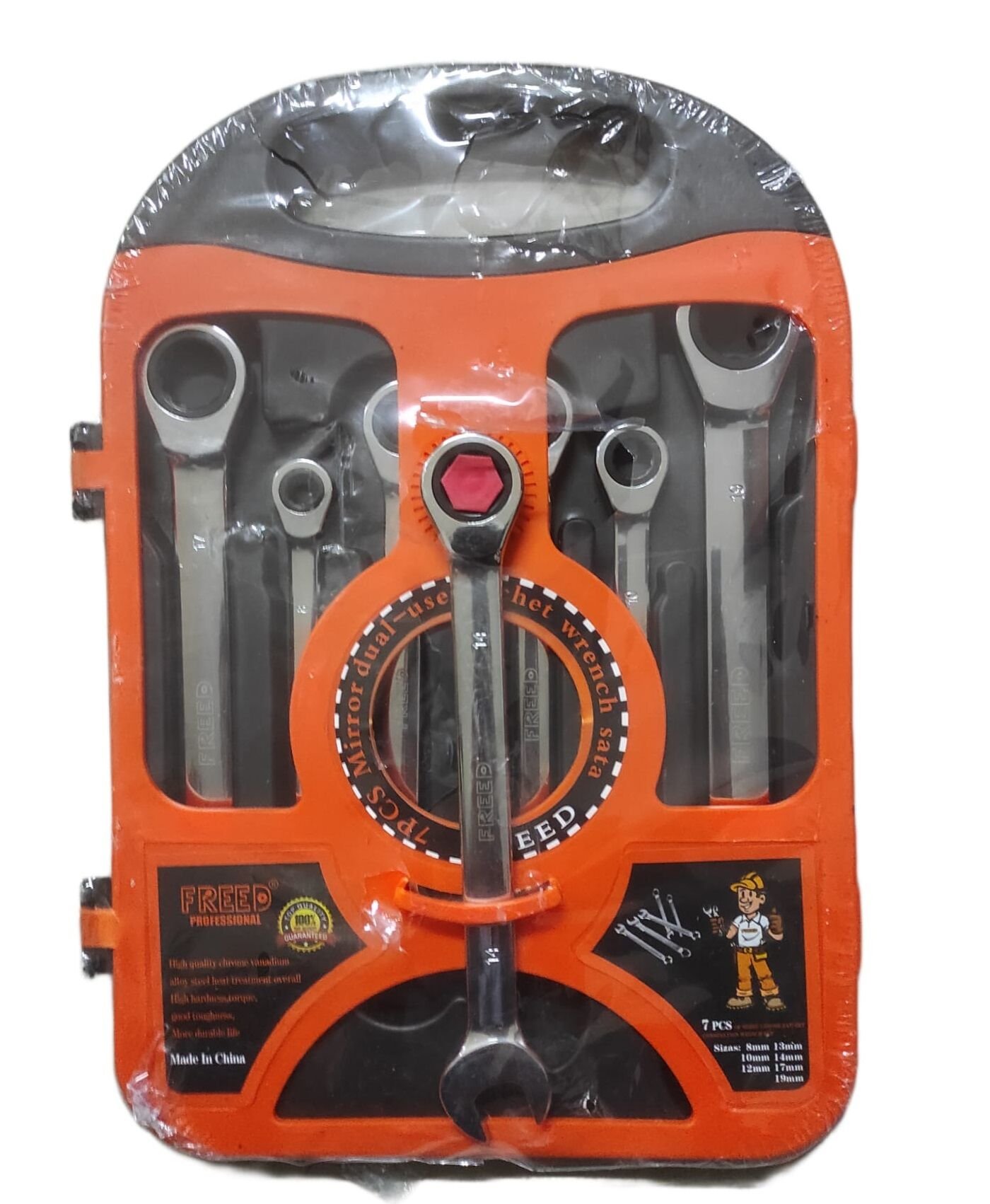 00161   Freed Düz Cırcır Anahtar Seti 7prç - 8-19mm