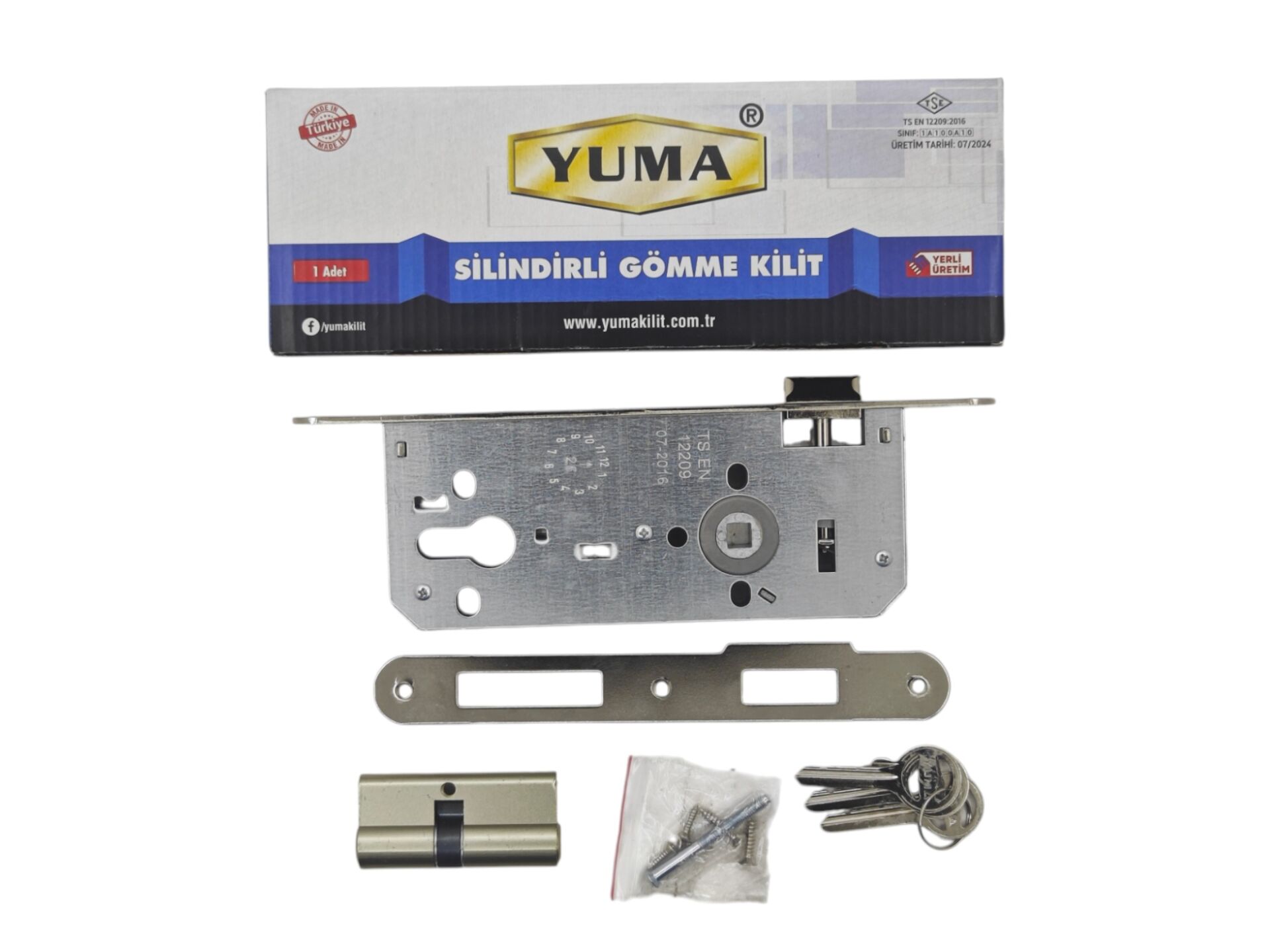 YM603   Yuma Silindirli Gömme Kilit 45mm - Oval-Dar-Saten