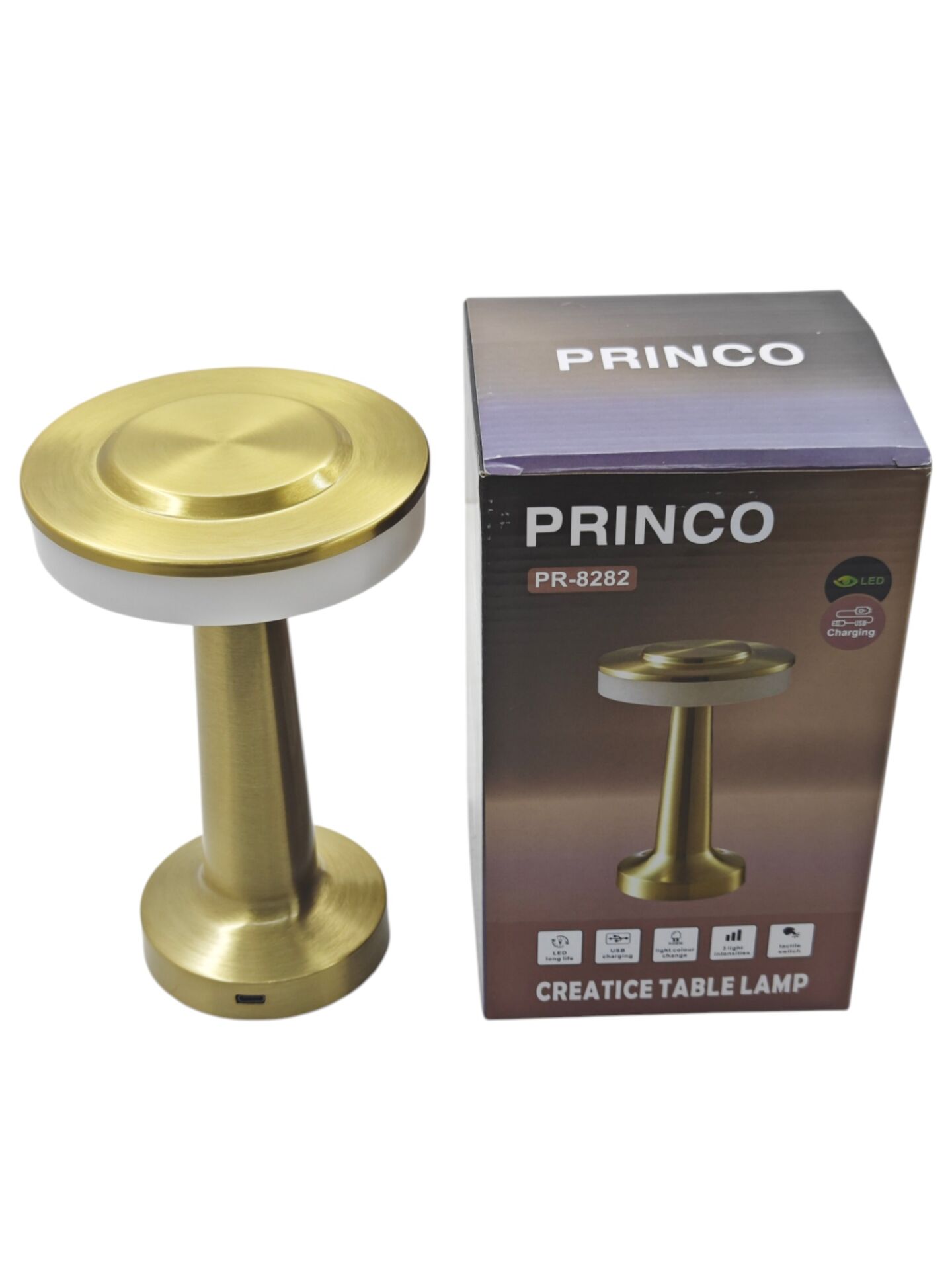 PR-8282   Princo USB Type-C Şarjlı 1W Led Abajur - Dokunmatik