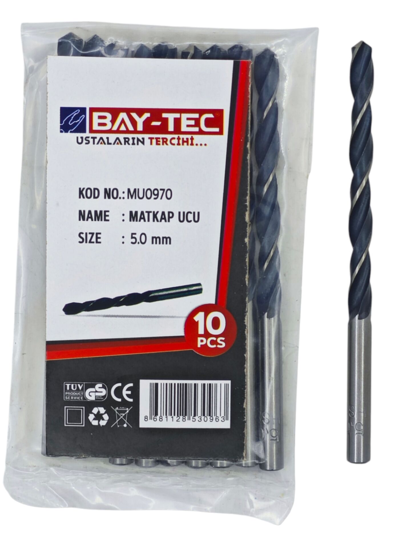 MU0970   Bay-Tec Hss Matkap Ucu 5.0mm (Siyah-Beyaz)