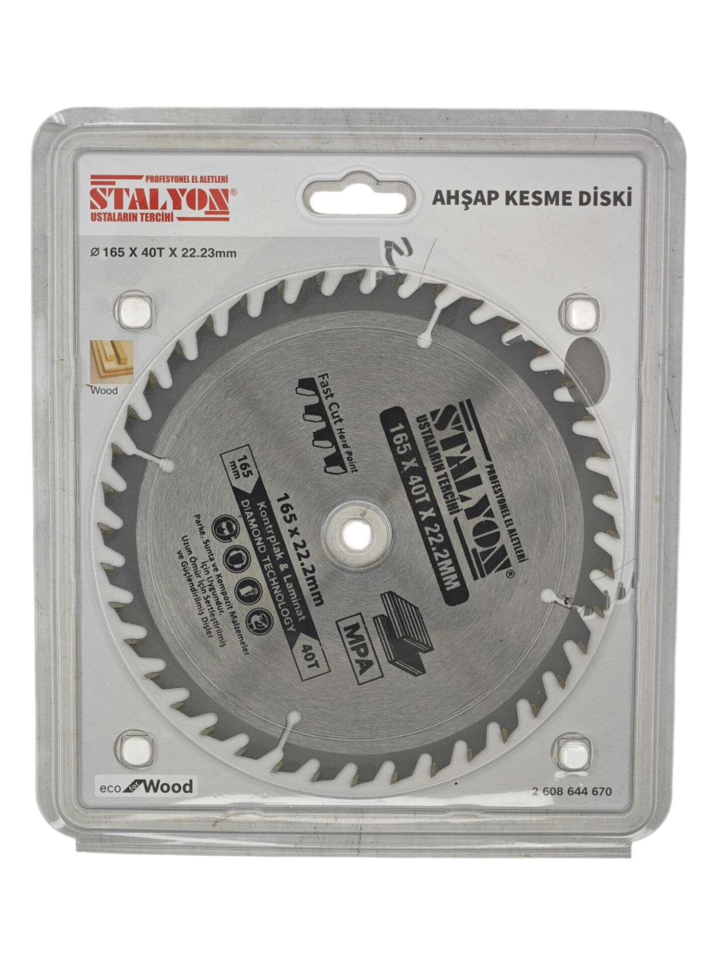 KD002   Stalyon Elmaslı Ahşap Kesme Diski 165*40T*22.2mm