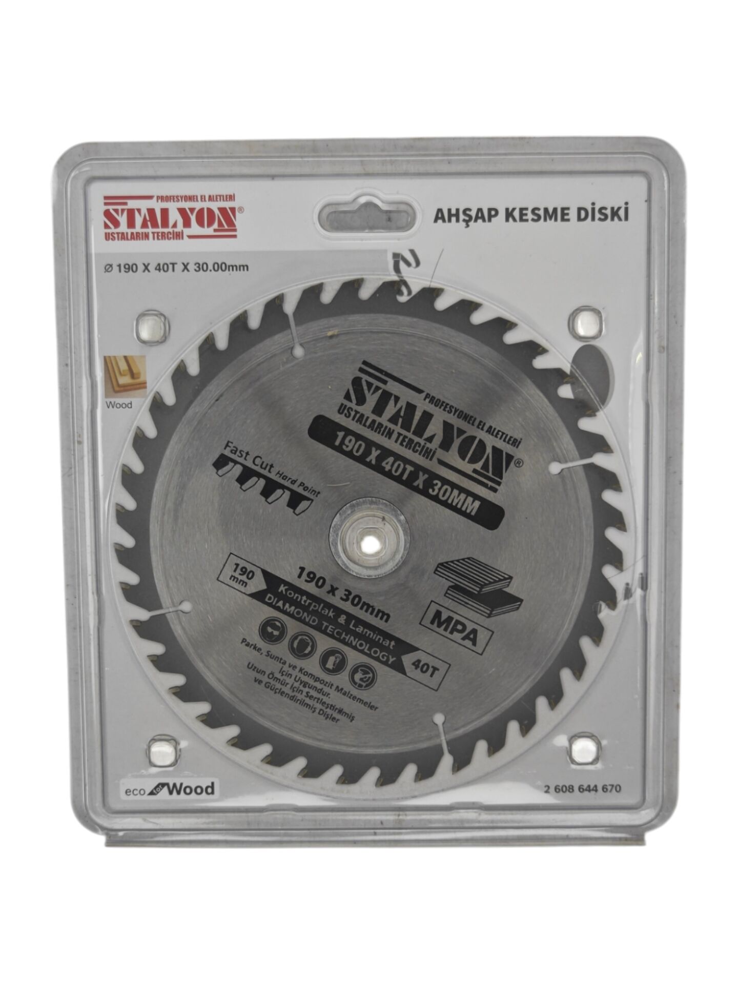 KD005   Stalyon Elmaslı Ahşap Kesme Diski 190*40T*30mm