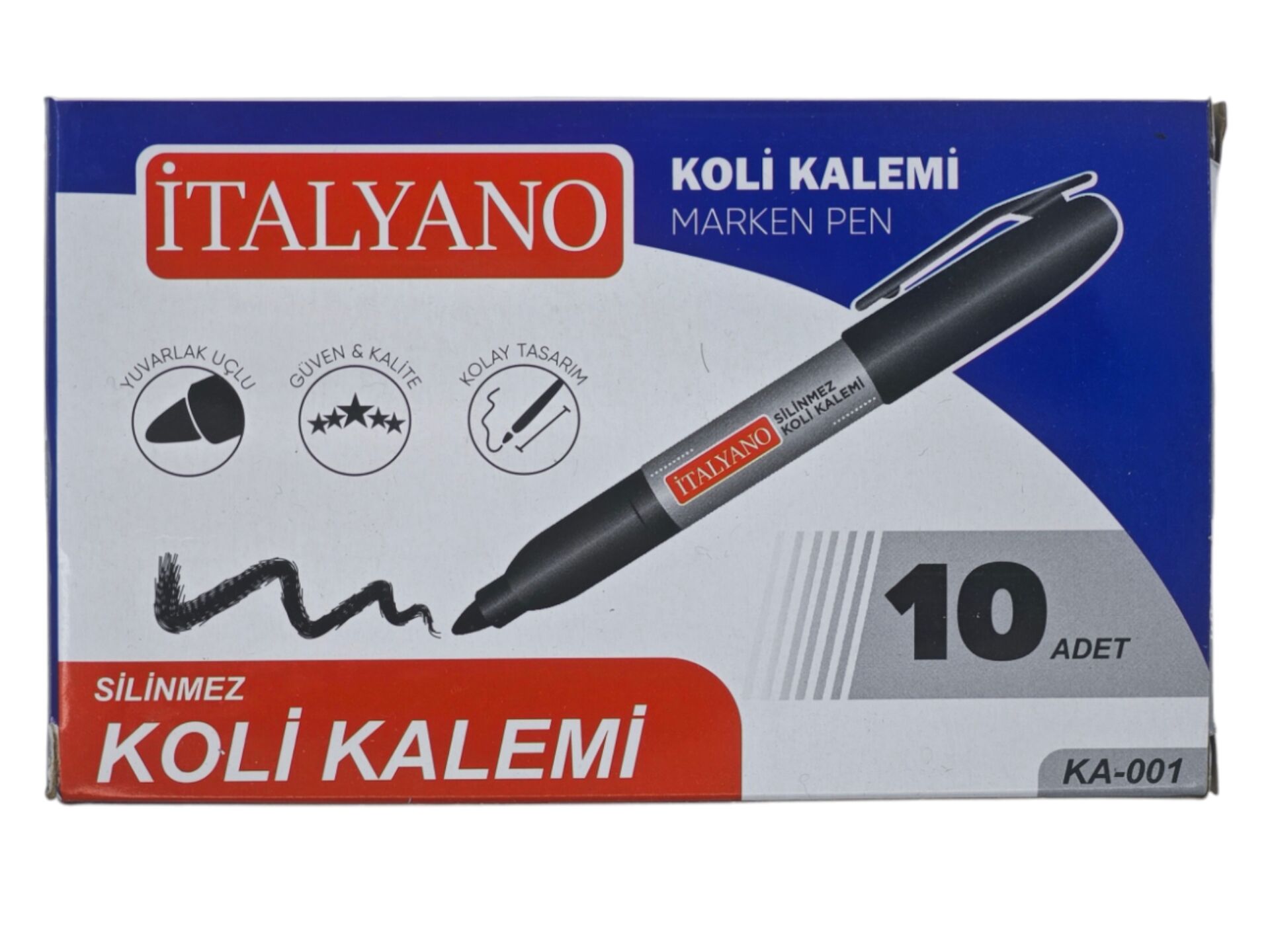 KZ-001   İtalyano Yuvarlak Uçlu Koli Kalemi - Siyah