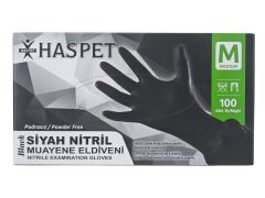 9971   Haspet Pudrasız Nitril Muayene Eldiveni (M) - Siyah