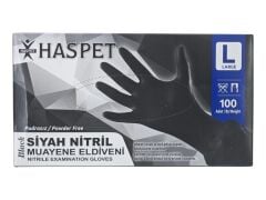 9972   Haspet Pudrasız Nitril Muayene Eldiveni (L) - Siyah