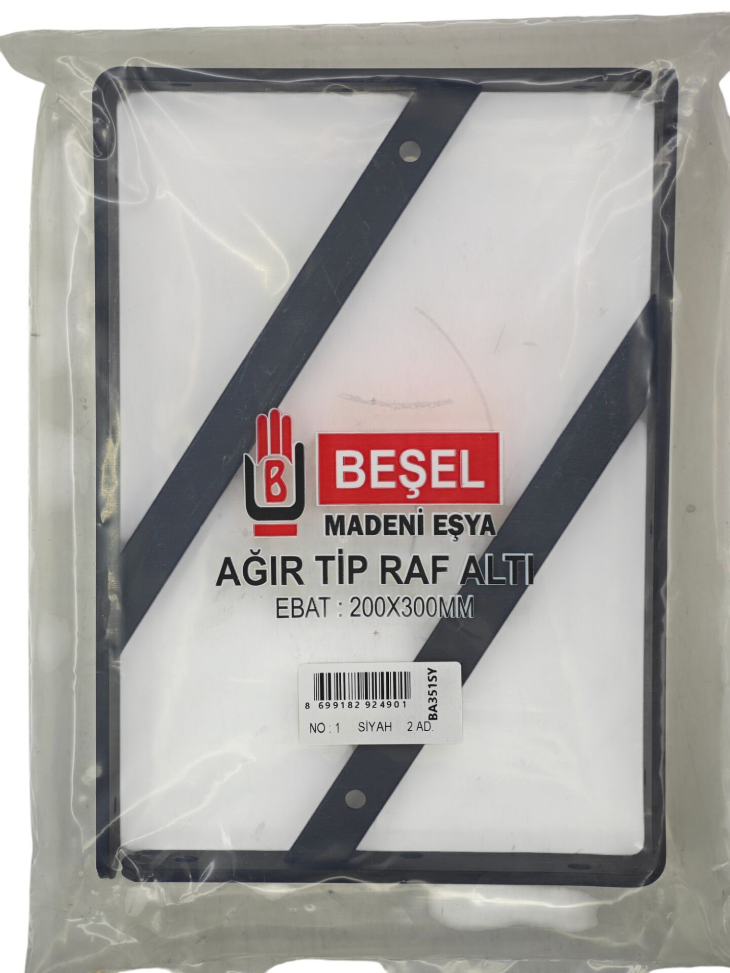BA351SY   Beşel Ağır Tip RAf Altı Ayak 20*30cm 2li - Siyah