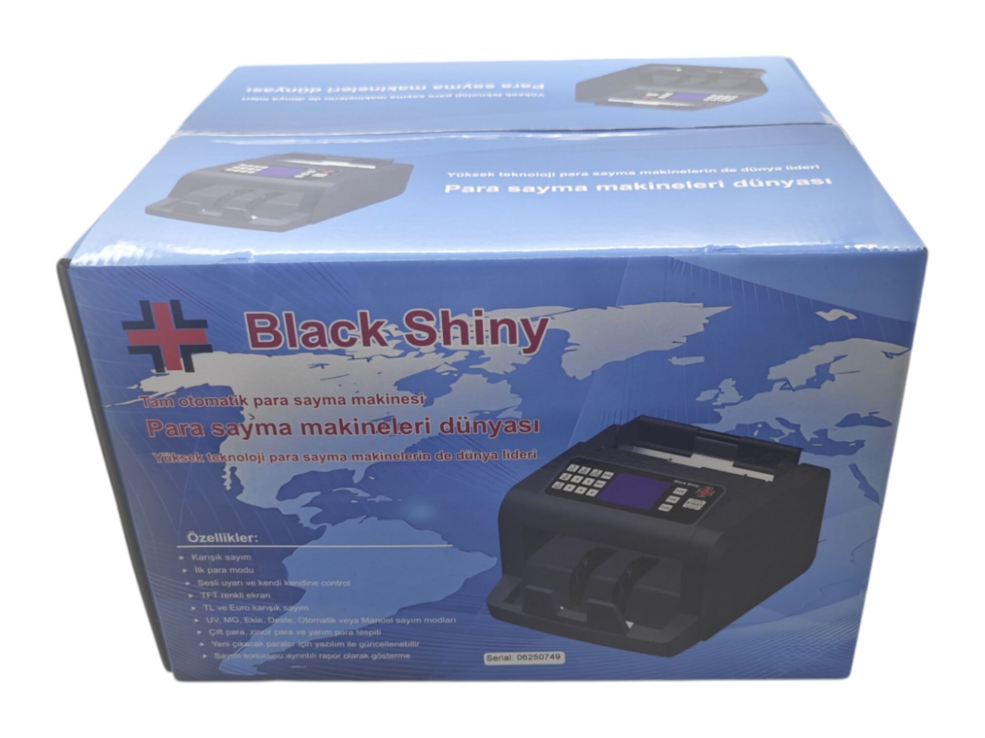 06250749   Black Shiny Tam Otomat Para Sayma Makinesi