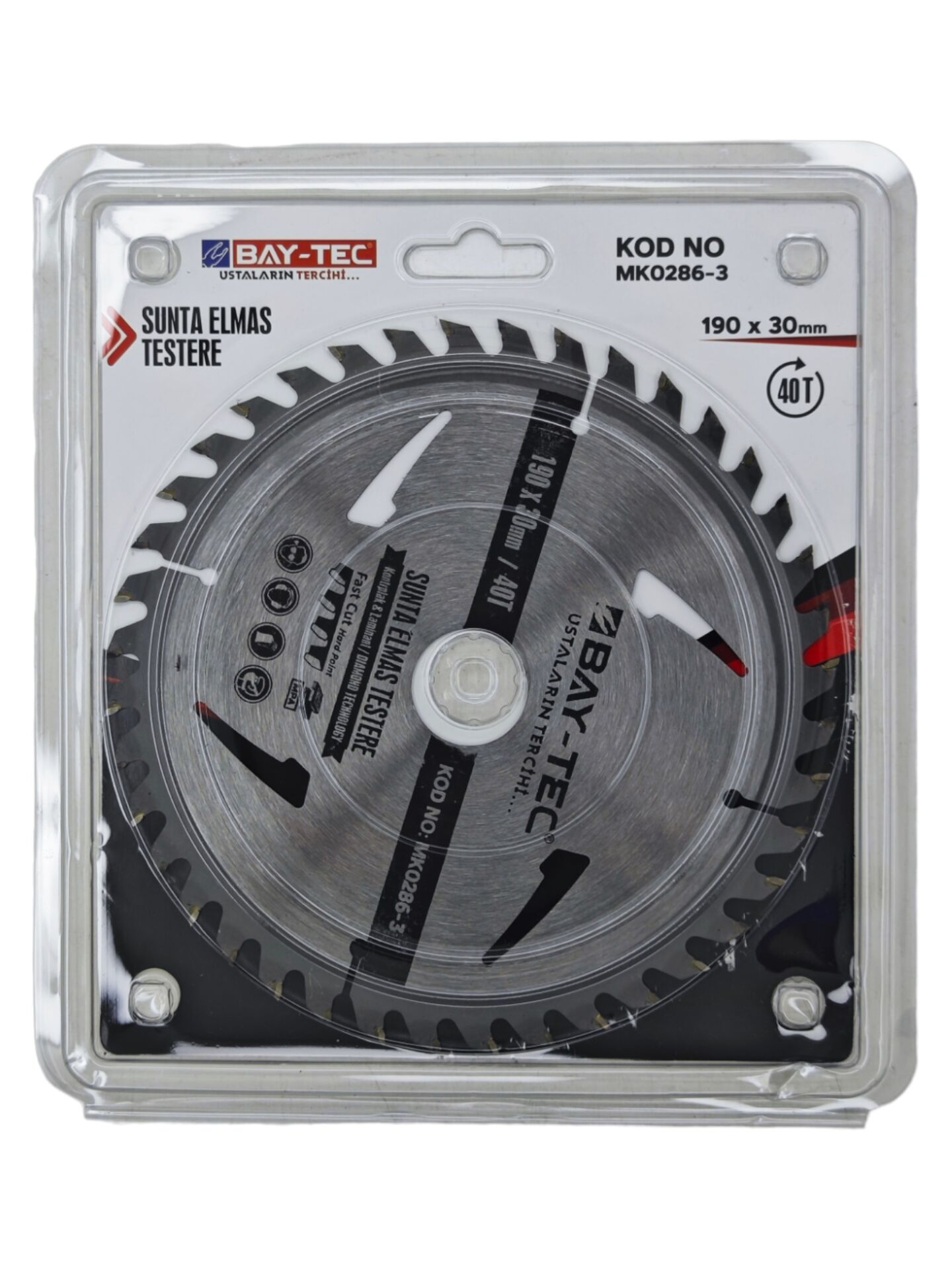 Mk0286-3   Bay-Tec Elmas Sunta Testere 40T 190*30Mm