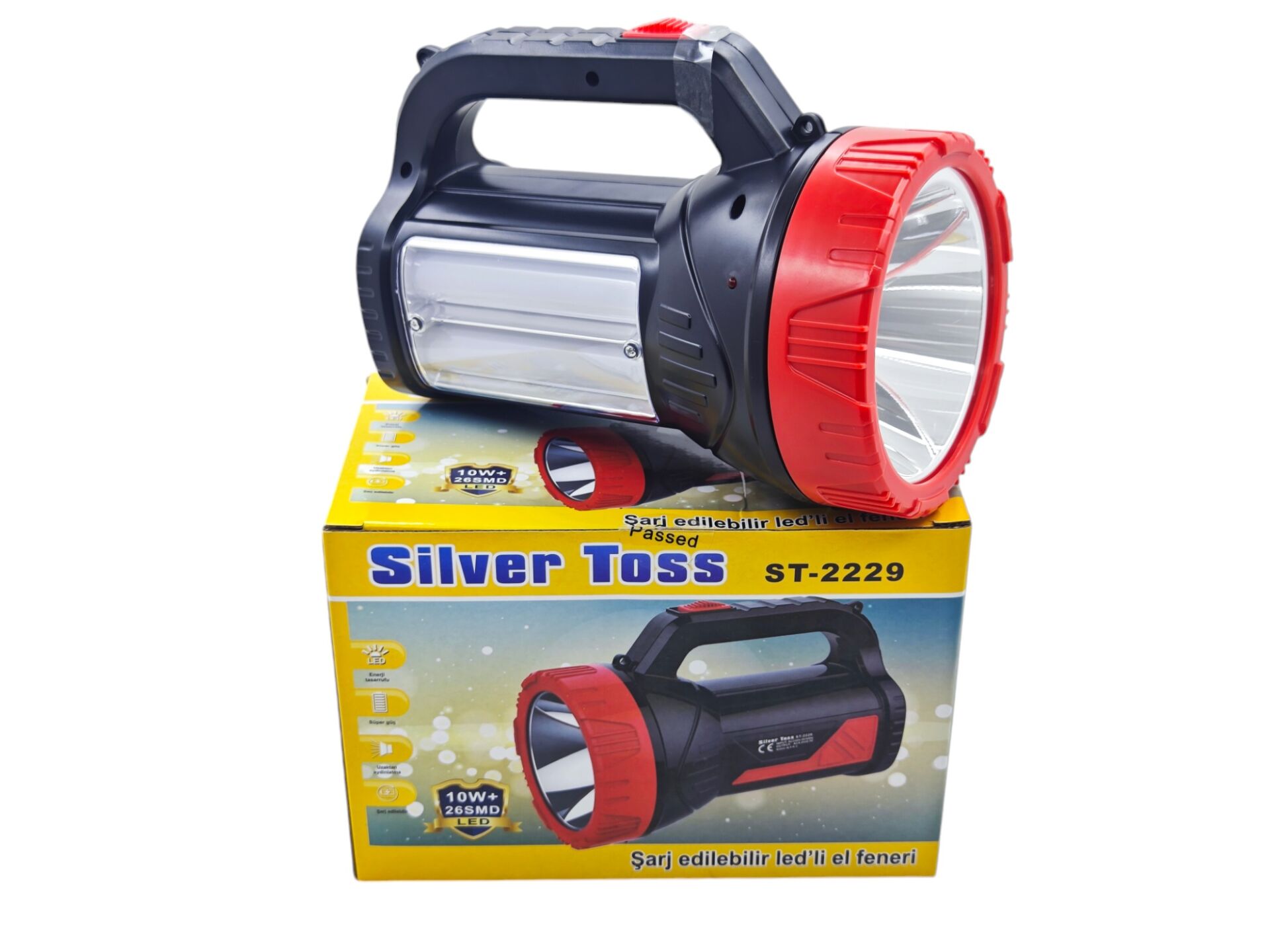 ST-2229   Silver Toss 10W+26SMD Led şarjlı Fener