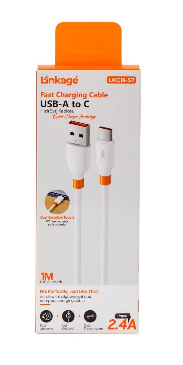 LKCB-57   Linkage 2.4A USB-A to Type-C Şarj Data Kablosu