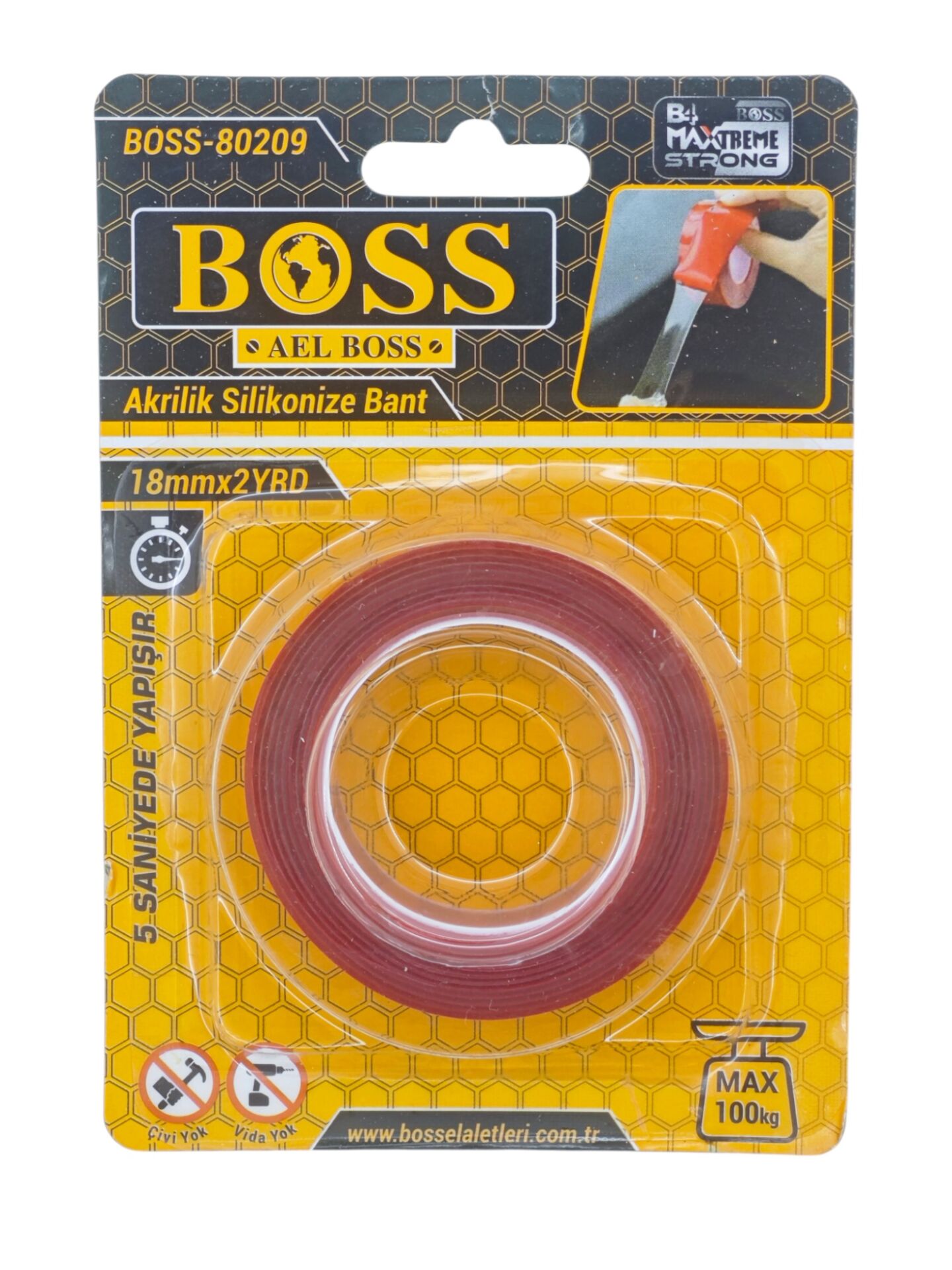 80209   Boss Akrilik Silikonize Bant 18mm*2yrd