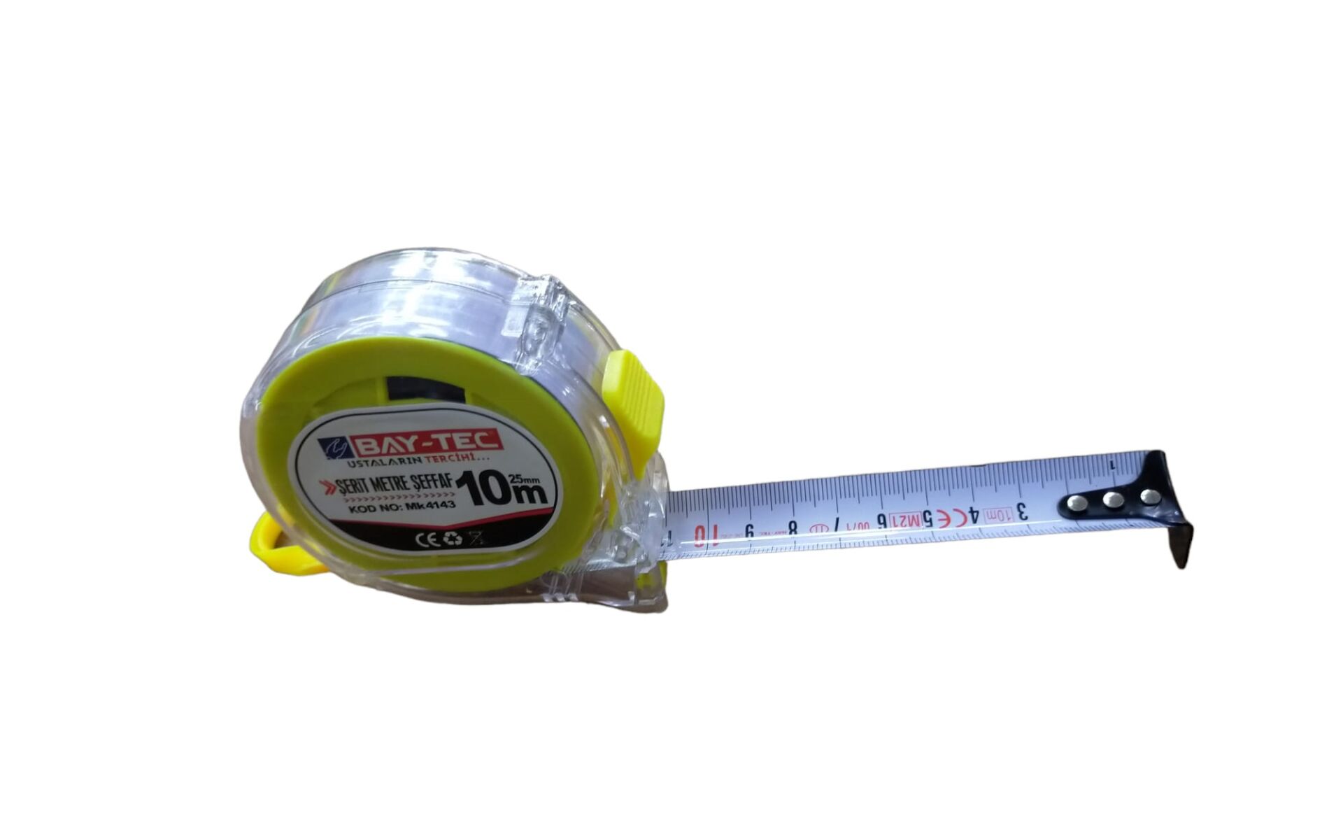 MK4143   Bay-Tec Şerit Metre 10m*25mm - Şeffaf