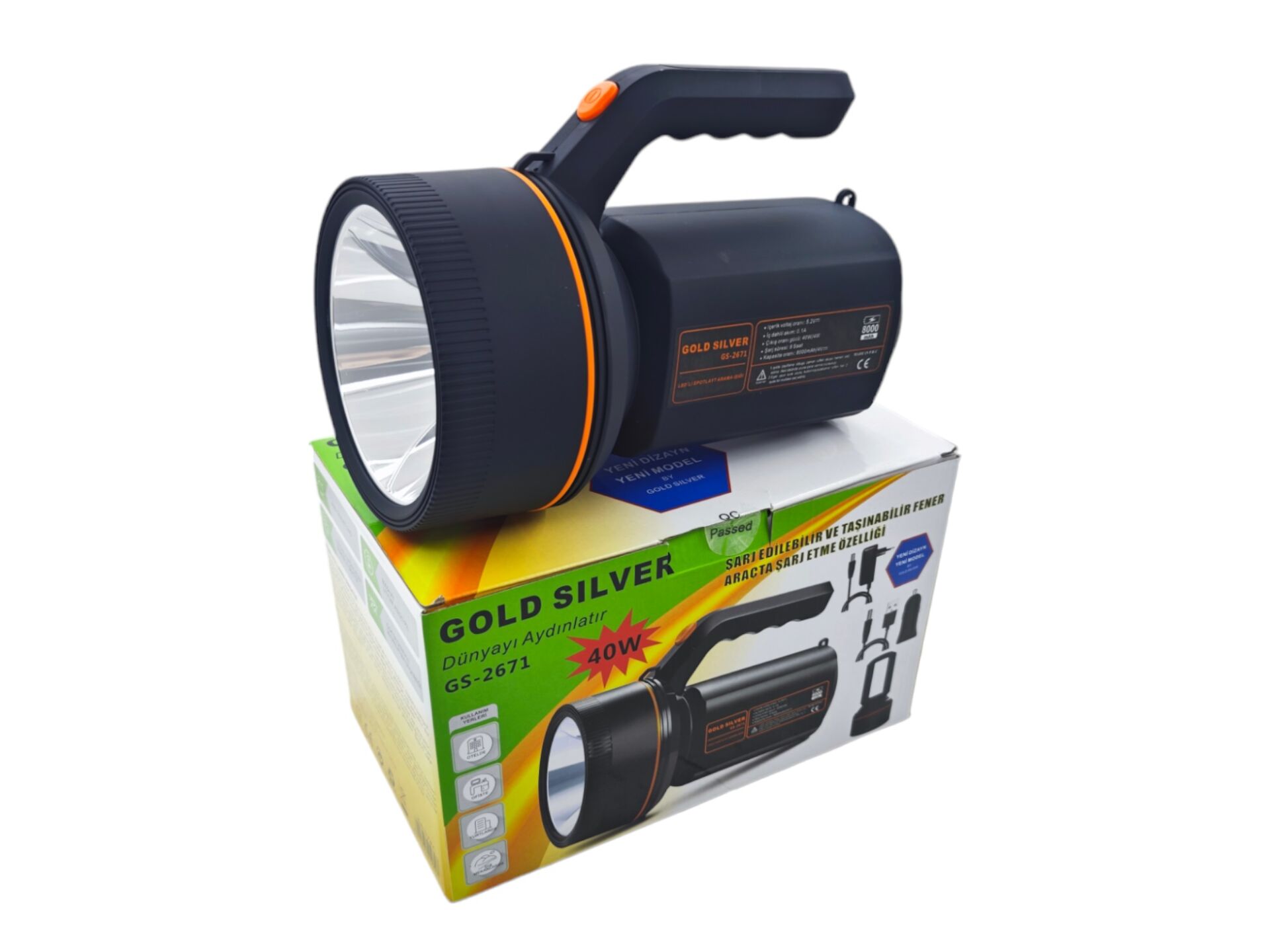 Gs-2671   Gold Sılver 40W Şarjlı El Feneri