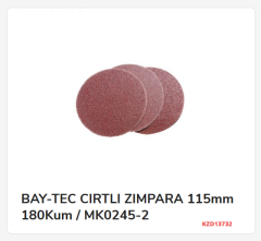 Mk0245-2   Bay-Tec Cırtlı Zımpara 115Mm 180Kum