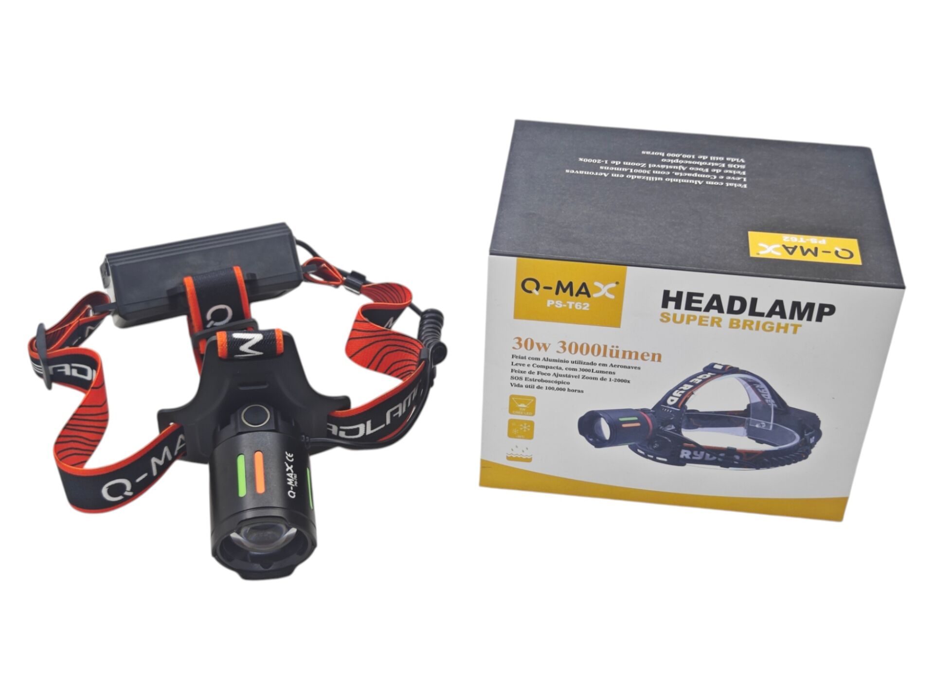 PS-T62   Q-Max 30W Led Şarjlı Kafa Lambası 3000 Lümen