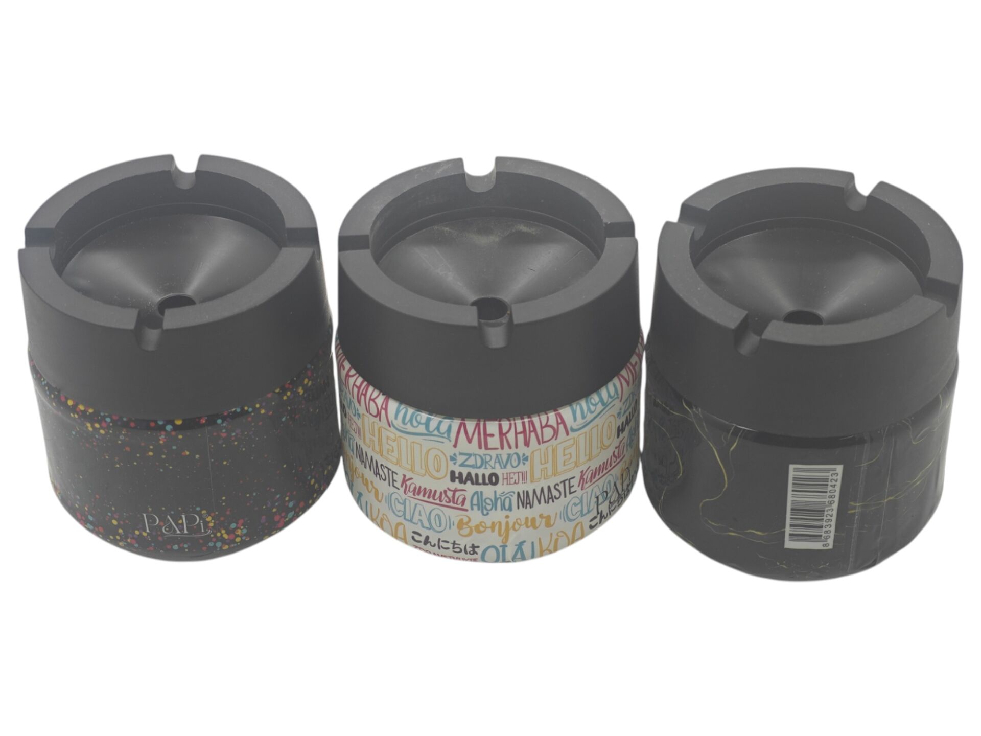 06236   Plastik İçli Kokusuz Küllük 330cc - Cam - Desenli