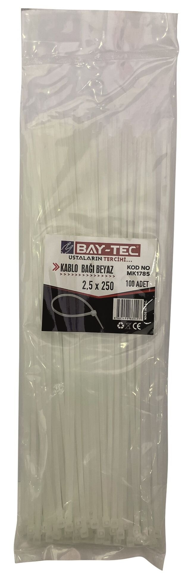 Mk1782   Bay-Tec Kablo Bağı 2.5*100Mm - Beyaz