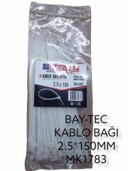 Mk1783   Bay-Tec Kablo Bağı 2.5*150Mm - Beyaz