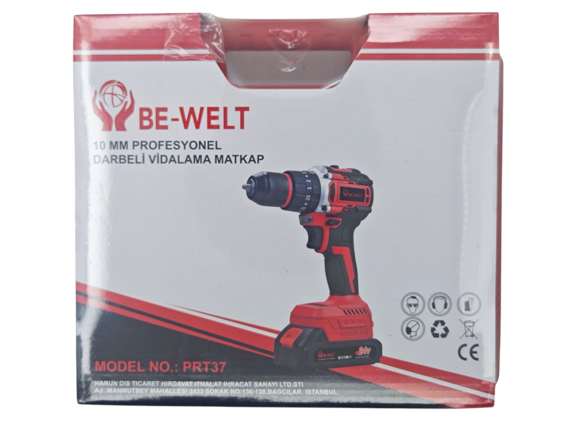 PRT37   Be-Welt 10mm Darbeli Vidalama Matkap - Kırmızı