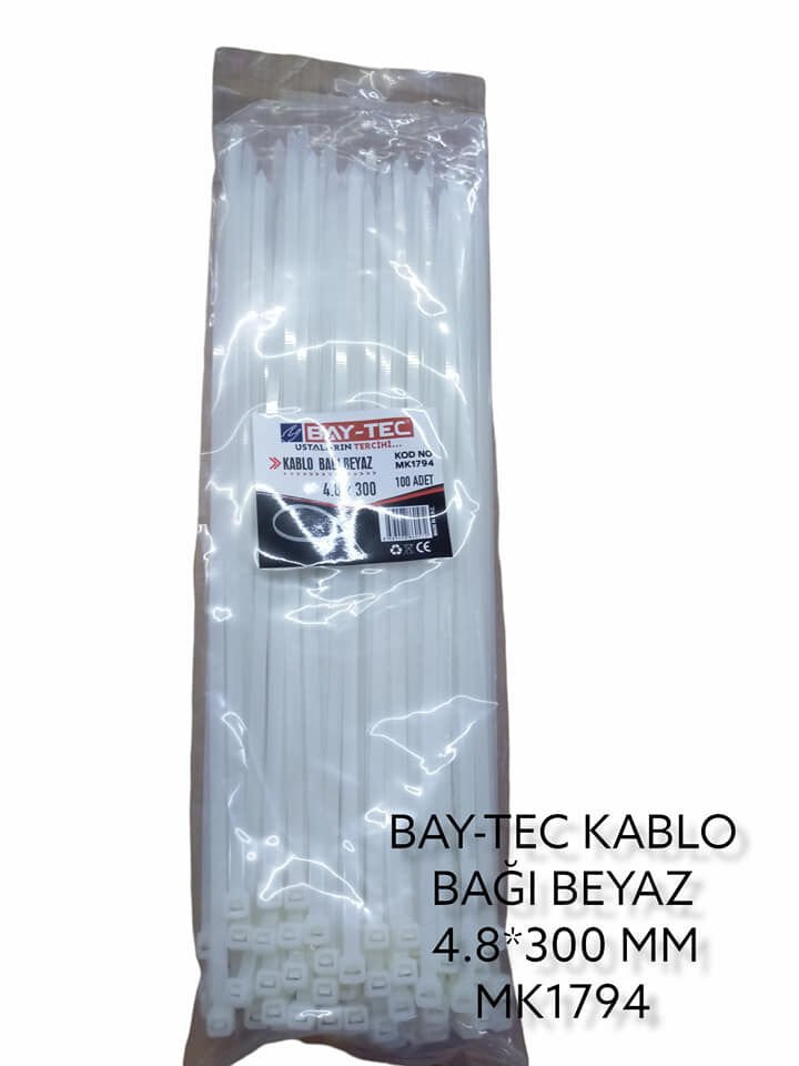 Mk1794   Bay-Tec Kablo Bağı 4.8*300Mm - Beyaz