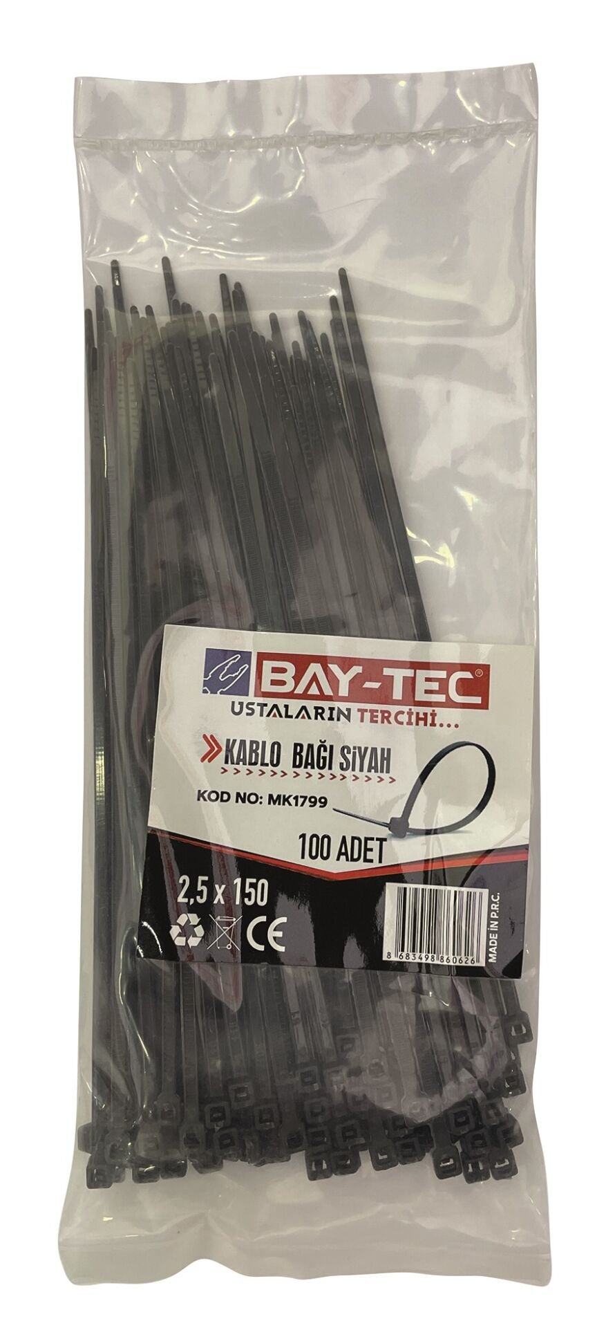 Mk1799   Bay-Tec Kablo Bağı 2.5*150Mm - Siyah