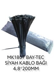 Mk1807   Bay-Tec Kablo Bağı 4.8*200Mm - Siyah
