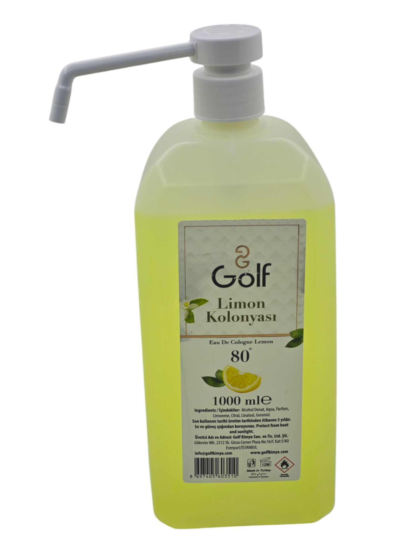 0351   Golf 80 limon Kolonyası 1000ml - Pompalı