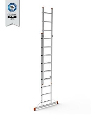 7209-S   Saraylı 2x9 Basamaklı Sürgülü Alüminyüm Merdiven 2.5+2.5m
