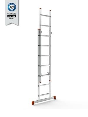 7207-S   Saraylı 2x7 Basamaklı Sürgülü Alüminyüm Merdiven 2+2m